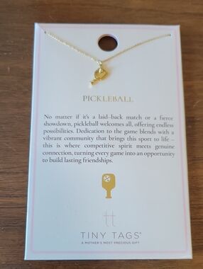 Tiny Tags Gold Pickleball Necklace